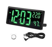 Jrifedptry Orologio da parete digitale a LED, display a cifre grandi, temperatura interna e umidità, per casa colonica, casa, aula, ufficio, verde
