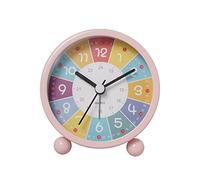 Jrifedptry Orologio da parete educativo per bambini che imparano il tempo, orologio decorativo silenzioso senza ticchettio per aule o camere da letto, rosa