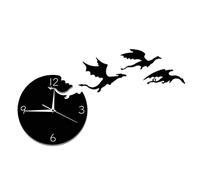 Jrifedptry Orologio da parete in acrilico con drago volante muto, adesivo da parete fai da te, decorazione per la stanza dei bambini, orologio da parete a specchio