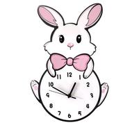 Jrifedptry Orologio da parete per bambini a batteria, orologio da parete silenzioso senza ticchettio, a forma di gatto, analogico, carino, rosa, orologio da parete per gli amanti