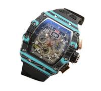 Jrifedptry Orologio da uomo in stile meccanico di lusso, impermeabile, con 6 aghi, orologio al quarzo a forma di vino, 3