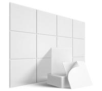Jrifedptry Pannelli acustici autoadesivi, confezione da 12, 30,5 x 30,5 x 1 cm, imbottitura insonorizzante, pannello fonoassorbente per la casa, bianco