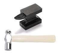 Jrifedptry Piccolo blocco da banco a incudine in corno con martello in metallo, 0,5 kg, per la creazione e la riparazione di gioielli, base in corno di ghisa