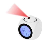 Jrifedptry Proiezione Sveglia Display Soffitto Snooze Desk Table Clock Voice Multifunzione Digital Proiezione Orologio Bianco
