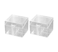 Jrifedptry Scatola portaoggetti per adesivi per cartoline, rettangolare, traslucida, antipolvere, organizer per gioielli, facile da usare, 12 x 10 x 9,5 cm + 12 x 10 x 9,5 cm