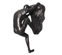 Jrifedptry Scultura, scultura da parete a forma di uomo che si arrampica da appendere alla parete, moderna statua in resina nera, decorazione da parete facile da usare