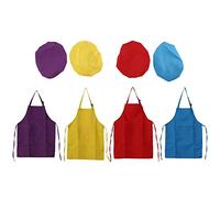 Jrifedptry Set da 8 pezzi per bambini con grembiule e cappello da chef, regolabile, con grembiule da cucina a 2 tasche