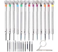 Jrifedptry Set di 13 mini cacciaviti di precisione per orologi, gioiellieri, 0,6-2,0 mm, con 13 lame di ricambio extra