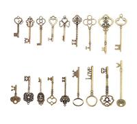 Jrifedptry Set di 18 ciondoli a forma di chiave a forma di cuore con fiocco in bronzo anticato