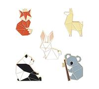 Jrifedptry Set di 5 spille smaltate a forma di animale, a forma di panda, koala, alpaca, spille da bavero per zaini e giacche