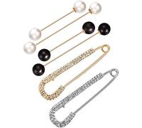 Jrifedptry Set di 6 clip per maglione e scialle, include doppia spilla con perle finte e clip per scialle di cristallo, accessorio per costume da donna