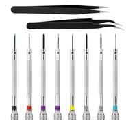 Jrifedptry Set di 8 mini cacciaviti di precisione per orologi, con due pinzette extra per orologi, occhiali, elettronica, lavoro e riparazione di gioielli
