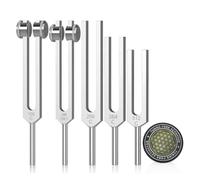 Jrifedptry Set di diapason per la guarigione, 128 Hz, 136 Hz, 256 Hz, 384 Hz, 512 Hz e attivatore disco da hockey per guarigione, terapia del suono, mantenimento del corpo
