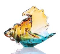Jrifedptry Statua in vetro soffiato a mano Statua di arte di vetro Figurine Home Decor con conchiglie di mare Statua d'arte in vetro ambrato decorazione libreria