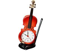 Jrifedptry Sveglia a forma di violino simulazione orologio da tavolo a forma di strumento musicale ornamenti in plastica, rosso, facile da installare, facile da usare