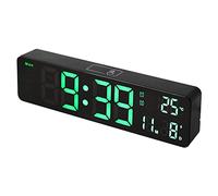 Jrifedptry Sveglia digitale a LED da 25,4 cm con visualizzazione della data e della temperatura, da parete o da terra, per la decorazione del soggiorno, verde