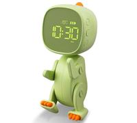 Jrifedptry Sveglia digitale per bambini, tre sveglie, sveglia dinosauro con forma variabile, snooze, luce notturna verde