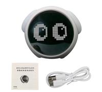 Jrifedptry Sveglia multifunzione con controllo vocale per bambini, sveglia con espressione carina, sveglia per la casa, luce notturna digitale a LED (A)