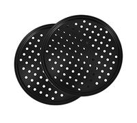 Jrifedptry Teglia per pizza perforata in acciaio al carbonio con rivestimento antiaderente facile da pulire, 25,4 cm, 2 pezzi