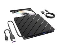 Jrifedptry Unità CD/DVD esterna per computer portatile, 7 in 1, USB ultra-sottile, lettore CD/DVD, masterizzatore, masterizzatore esterno