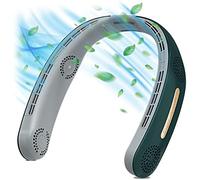 Jrifedptry Ventilatore da collo, 4000 mAh, portatile, a 360°, senza lama, ricaricabile, a mani libere, colore verde