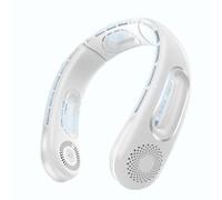 Jrifedptry Ventilatore da collo, senza pale, portatile, ricaricabile, ventilatore da collo a 360°, per viaggi, all'aperto, bianco