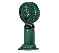 Jrifedptry Ventilatore portatile a mano da ufficio multifunzionale pieghevole a doppia testa piccolo ventilatore con cordino per il collo (verde)
