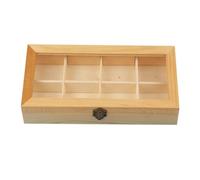 Jrifedptry Vetrina in legno per tè e caffè, scatola portaoggetti a 8 scomparti, in legno + vetro, 1 pezzo