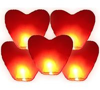 JRing 5 Pezzi Sky Lantern lanterna Cinese Cinesi Volante Mongolfiera per Matrimonio a Forma di Cuore Rosso