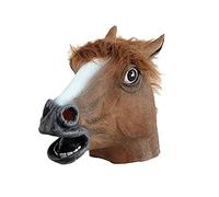 JRing Maschera Testa di Cavallo in Gomma Marrone, Lattice Costume Halloween Gangnam Style Dance-One (Brown)