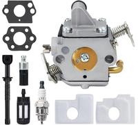 Jrisbo Carburatore per STIHL MS170 MS180 017 018 Motosega, Kit di Manutenzione Completo con Filtro Aria, Tubo Del Carburante, Candela e Guarnizioni, Sostituisce Zama C1Q-S57 1130-120-0603
