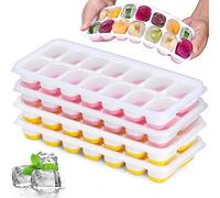 JRISBO Set di 4 Stampo Ghiaccio con Coperchio, Ghiaccio Stampi Silicone 100% Senza BPA e Certificato LFGB, Impilabili Salvaspazio Vaschette Formine Cubi Ghiaccio per Cocktail Whisky