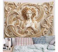 JRISEMECY Grandi Arte Arazzo Da Parete Rilievo Di Una Dea Greca Arte Nordica Classica Microfibra Arte Murale Per Camera E Soggiorno Accessorio Decorativo Beige Arazzo Da Parete 150X100Cm
