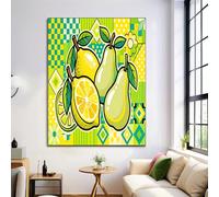 JRISEMECY Stampa Su Tela Senza Cornice Patchwork Di Frutta Alla Moda Giallo Pittura Geometria Pop Art Quadri Su Tela Poster Quadretti Quadri Soggiorno Camera Da Letto Decorazioni Parete 40X50Cm