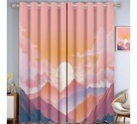 JRISEMECY Tende Per Interni Tramonto Boemo Rosa Arancio, Tende Oscuranti Montagne Da Sogno Per Camera Da Letto Soggiorno Finestra, Termica Isolante, Con Occhielli, 140Lx245A Cm 2 Pezzi