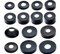 JRJUBB Set di 2 rubinetti doccia Ø 25 mm (3/4") - Rosone nera - Coperchio per tubo - Rosone per rubinetto doccia, rubinetti, radiatore (nero, 66 x 35)