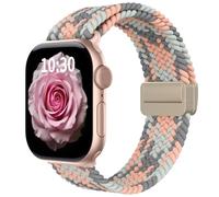 Jrkvniv Cinturino Intrecciato Compatibile con iWatch 44mm 45mm 46mm 49mm, Elastico Nylon Sportivo Cinturini con Chiusura Magnetica per iWatch Series 11 10 9 8 7 6 5 4 SE Ultra, Grigio Blu Rosa