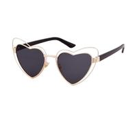 JRLLFD Occhiali da sole doppi a forma di cuore rosso Occhiali da sole rosa da donna Occhiali da sole scavati in metallo UV400, C1 tutto grigio, Taglia unica
