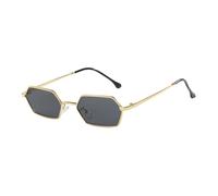 JRLLFD Occhiali da sole esagonali piccoli vintage poligonali occhiali da sole da esterno UV400 per uomo donna (taglia/grigio oro)
