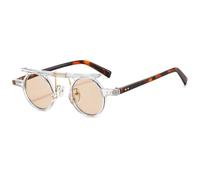 JRLLFD Occhiali da sole punk rotondi Uomo Donna Occhiali da sole sfumati retrò piccoli Colore vintage UV400 Occhiali da vista maschili femminili trasparenti, TransLeo Champagne, taglia unica