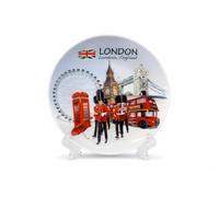 JRose Collections Piatto da esposizione in ceramica souvenir di Londra con supporto, piatto da collezione decorativo da 15 cm, con London Eye, Big Ben e Tower Bridge, memorabilia di viaggio nel Regno