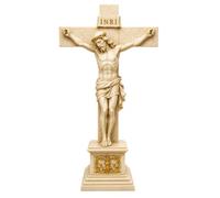 JRose Collections Statua a crocifisso con Gesù sulla croce, ornamento 30 cm, statuetta religiosa in resina, autoportante, cristiano, cattolico, decorazione per la casa, effetto marmo con dettagli