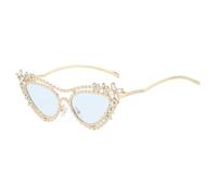 JRPAJK Occhiali da sole di lusso a doppio raggio cat-eye da donna con design a fiori e diamanti e occhiali da sole da uomo UV400.