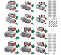 JRready Connettore Deutsch a 2/3/4/6/8/12 Poli Grigio IP68 Impermeabile Connettore DT Kit 12 Set con Kit di Terminali Deutsch, Calibro di Filo 16-20 AWG Per Auto, Moto, Camion, Barche