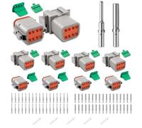 JRready Connettore Deutsch a 8 Poli Grigio IP68 Impermeabile Connettore DT Kit 4 Set con Kit di Terminali Deutsch, Calibro di Filo 16-20 AWG Per Auto, Moto, Camion, Barche
