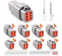 JRready Kit connettori ST6329-6 DTM, connettore impermeabile grigio a 6 pin con contatti timbrati di dimensione 20 (16-22 AWG), tappi di tenuta.