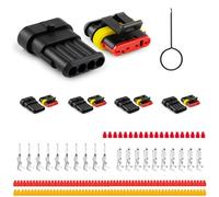 JRready ST6481-04-04 Set di connettori automobilistici impermeabili, connettori per cavi a 4 pin maschio e femmina per cablaggio auto camion moto barca, 18-16AWG, 4 set