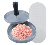 JRSHIRLEYLTD 1 pressa per hamburger, antiaderente con 100 carta da forno, pressa per hamburger Pattie per toppe perfette, ideale per barbecue, impugnatura ergonomica, facile da pulire