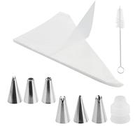 JRSHIRLEYLTD 100 sacchetti da pasticceria, trasparenti con ugelli e spazzola per la pulizia, sac à poche trasparenti per decorare, cuocere, dolci, torte