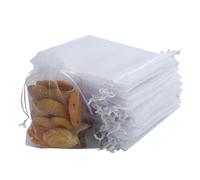 JRSHIRLEYLTD 110 sacchetti in organza bianca da 15 x 10 cm con chiusura a coulisse, sacchetti regalo per gioielli, caramelle, bomboniere